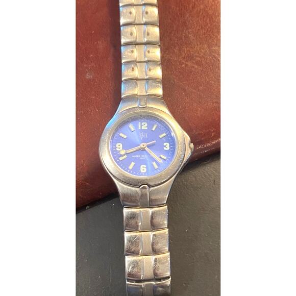 Women's Gloria Vanderbilt II Watch, Silver Tone with Blue Face, Link Band - Picture 1 of 4